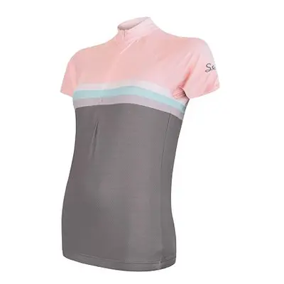 SENSOR CYKLO SUMMER STRIPE dámský dres kr.rukáv šedá/růžová