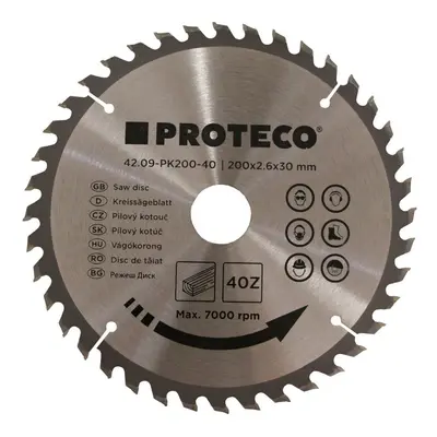 PROTECO 09-PK200-40 kotouč pilový SK 200x2.6x30 40z + redukce 30/20 mm