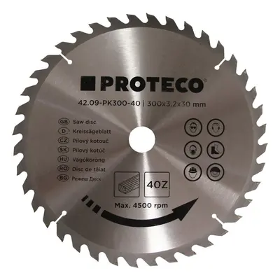 PROTECO 09-PK300-40 kotouč pilový SK 300x3.2x30 40z + redukce 30/20 mm