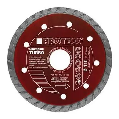 PROTECO 212-125 kotouč dia 125 mm celistvý segment TURBO CHAMPION kámen,bet.,ker.