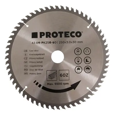 PROTECO 09-PK250-60 kotouč pilový SK 250x3.0x30 60z + redukce 30/20 mm