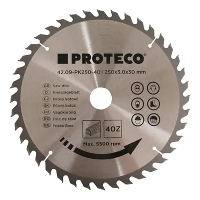 PROTECO 09-PK250-40 kotouč pilový SK 250x3.0x30 40z + redukce 30/20 mm