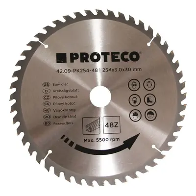 PROTECO 09-PK254-48 kotouč pilový SK 254x3.0x30 48z + redukce 30/20 mm