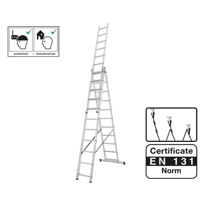 PROTECO 10.66-3-11-KR žebřík trojdílný univerzální 3x11 310/475/645 cm