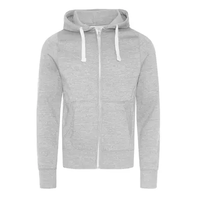 Unisex mikina kontrastní na zip Just Hoods - šedá žíhaná