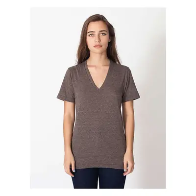 Unisex tričko do V TRI-BLEND American Apparel - tri-kávová