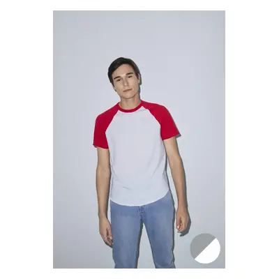 Unisex baseball tričko American Apparel - bílá / šedá žíhaná