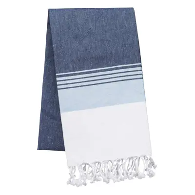 Pruhovaný sarong s třásněmi Fouta - pruhovaná džínovina / modrá obloha