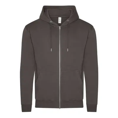 Unisex organická mikina na zip Just Hoods - dřevěné uhlí šedé