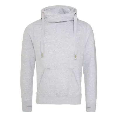 Unisex mikina s vysokým límcem Just Hoods - šedá žíhaná