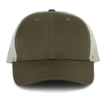 6 panelová kšiltovka trucker stylu Close - khaki / světle šedá