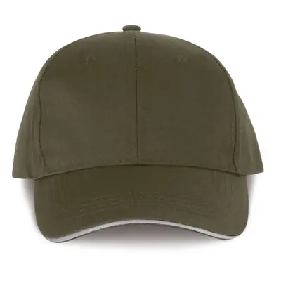 Unisex kšiltovka s proužkem Grab - khaki / světle šedá