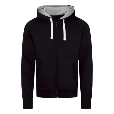 Unisex mikina kontrastní na zip Just Hoods - tryskáčově černá