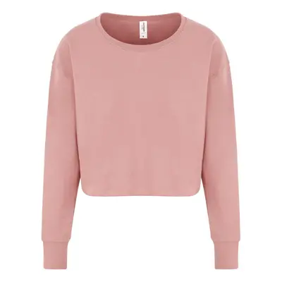 Crop top s dlouhým rukávem Happy - zaprášená růžová