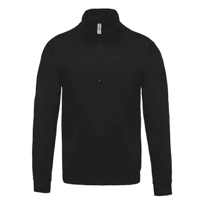 ZIP NECK SWEATSHIRT Dark Grey - černá