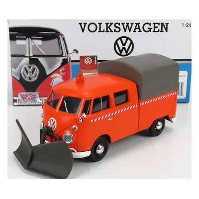 Motor-max Volkswagen T1 Pick-up Double Cabine Spazzaneve - Snowplow 1962 1:24 Orange