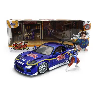 Jada Mazda Rx-7 With Chun-li Figure 1993 1:24 Blue