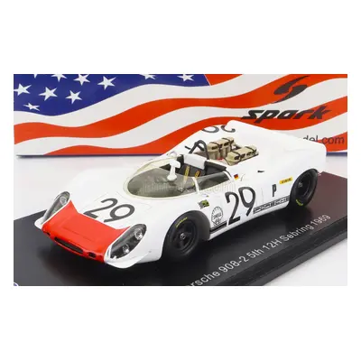 Spark-model Porsche 908/2 N 29 5th 12h Sebring 1969 G.mitter - U.schutz 1:43 Bílá Červená