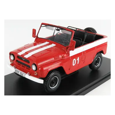 Edicola UAZ 469b N 01 Cabriolet Open Fire Engine 1972 - Damage Blister Box 1:24 Červená Bílá