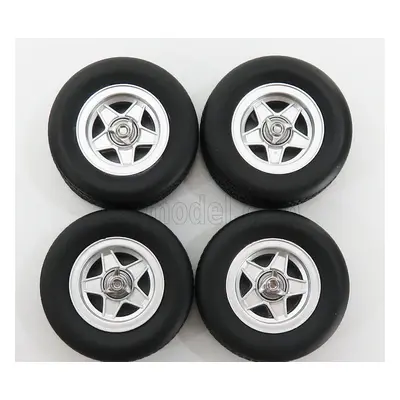 Kk-scale Accessories 4x Cromodora Wheel And Tyre Set 1969 Ferrari 365 Gtb Daytona 1:18 Black