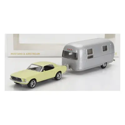 Norev Ford usa Mustang Coupe 1968 With Airstream Caravan Roulotte 1:43 Světle Žlutá