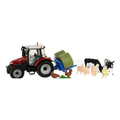 Britains Massey ferguson 5612 Tractor With Animals 2016 1:32 Červená Stříbrná