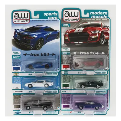 Autoworld Pontiac Set Assortment 6 Vintage Muscle Cars Pieces 1:64 Různé