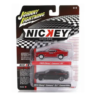 Johnny lightning Chevrolet Set 2x Camaro Ss 1969 + Zl1 Cabriolet Closed 2013 1:64 Černá Červená