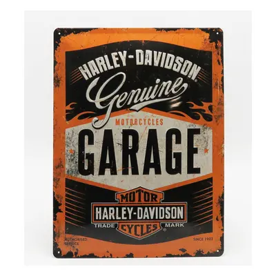 Edicola Accessories 3d Metal Plate - Harley Davidson Garage 1:1 Oranžová Černá