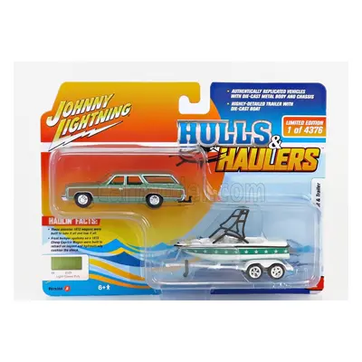 Johnny lightning Chevrolet Caprice With Trailer And Boat 1973 1:64 Green Wood