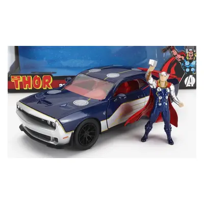 Jada Dodge Challenger Srt8 With Thor Figure 2015 1:24 Modrá Stříbrná