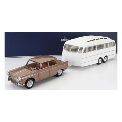 Norev Peugeot 404 With Caravan Roulotte Henon 1965 1:18 Brown Met