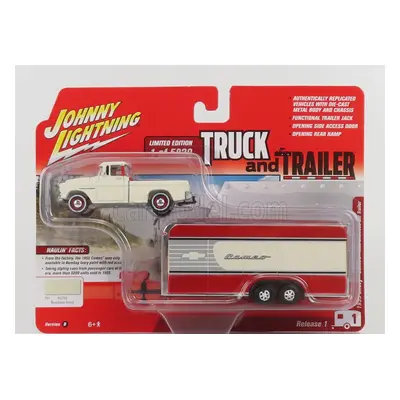 Johnny lightning Chevrolet Cameo Pick-up With Trailer 1955 1:64 Bílá Červená