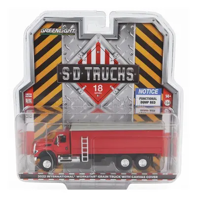 Greenlight International Workstar Truck With Canvas Cover 3-assi 2022 1:64 Red