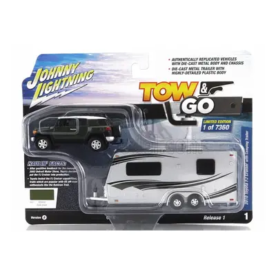 Johnny lightning Toyota Fj Cruiser 200 With Roulotte 1:64 Zelené Stříbro