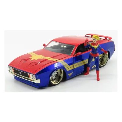 Jada Ford usa Mustang Mach I 1973 With Captain Marvel Figure 1:24 Červená Modrá Žlutá