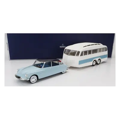 Norev Citroen Ds19 With Roulotte 1960 1:18 Modrá Bílá