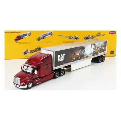 Dm-models Peterbilt 579 Truck With Cat Mural Trailer 2011 1:50 Red Met Silver