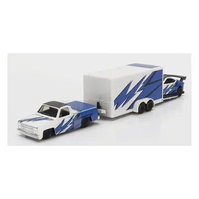 Maisto Chevrolet 1500 Pick-up With Trailer Car Transporter + Subaru Brx 2019 1:64 Modrá Bílá