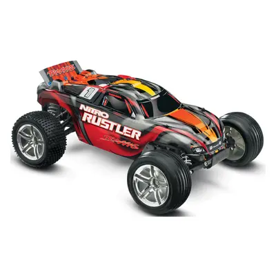 RC auto Traxxas Nitro Rustler 1:10 TQi RTR, stříbrno-červená