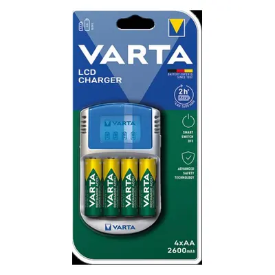 VARTA LCD charger + 4xAA 2600 mAh + adaptér 12V + USB in