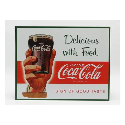 Edicola Accessories Metal Plate - Coca-cola Delicious With Food 1:1 Bílá Červená Zelená