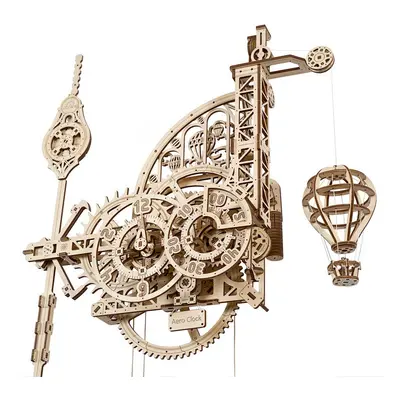 Ugears 3D dřevěné mechanické puzzle Nástěnné hodiny Aero - poškozený obal