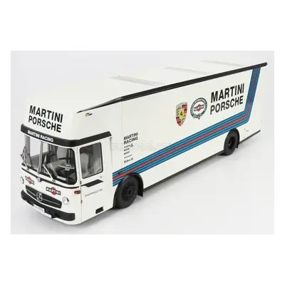 Schuco Mercedes benz O317 Truck Car Transporter Porsche Martini Racing 1968 1:18 Bílá Modrá