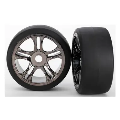 Traxxas kolo, disk Split-Spoke černý chrom, pneu slick S1 (2) (přední)