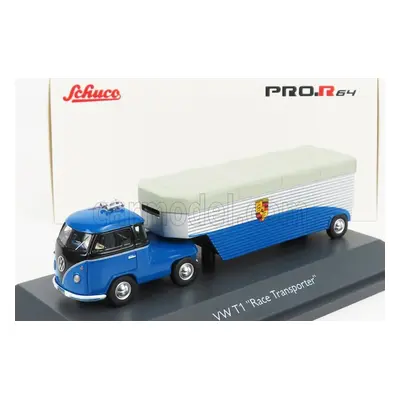 Schuco Volkswagen T1b Continental Motors Porsche Car Transporter 1962 1:64 Modrá Černá