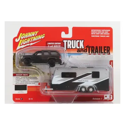 Johnny lightning Cadillac Escalade With Trailer Roulotte 2005 1:64 Černá Bílá