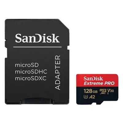 SanDisk MicroSDXC 128GB Extreme PRO A2 UHS-I (V30) U3 + SD adaptér