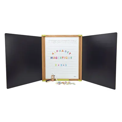 Jeujura Dřevěná trojkřídlá multifunkční tabule 153x66 cm s příslušenstvím