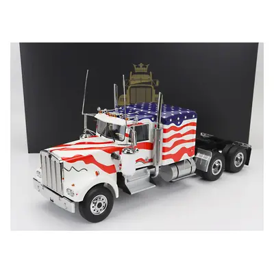 Road-kings Kenworth W900 Tractor Truck Stars & Stripes Livery 3-assi 1989 1:18 Bílá Modrá Červen